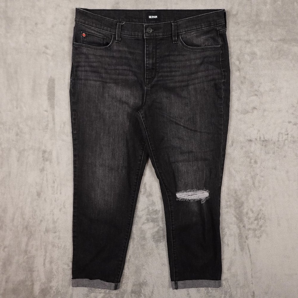 Hudson jeans Natalie boyfriend crop women's 32 black denim high rise